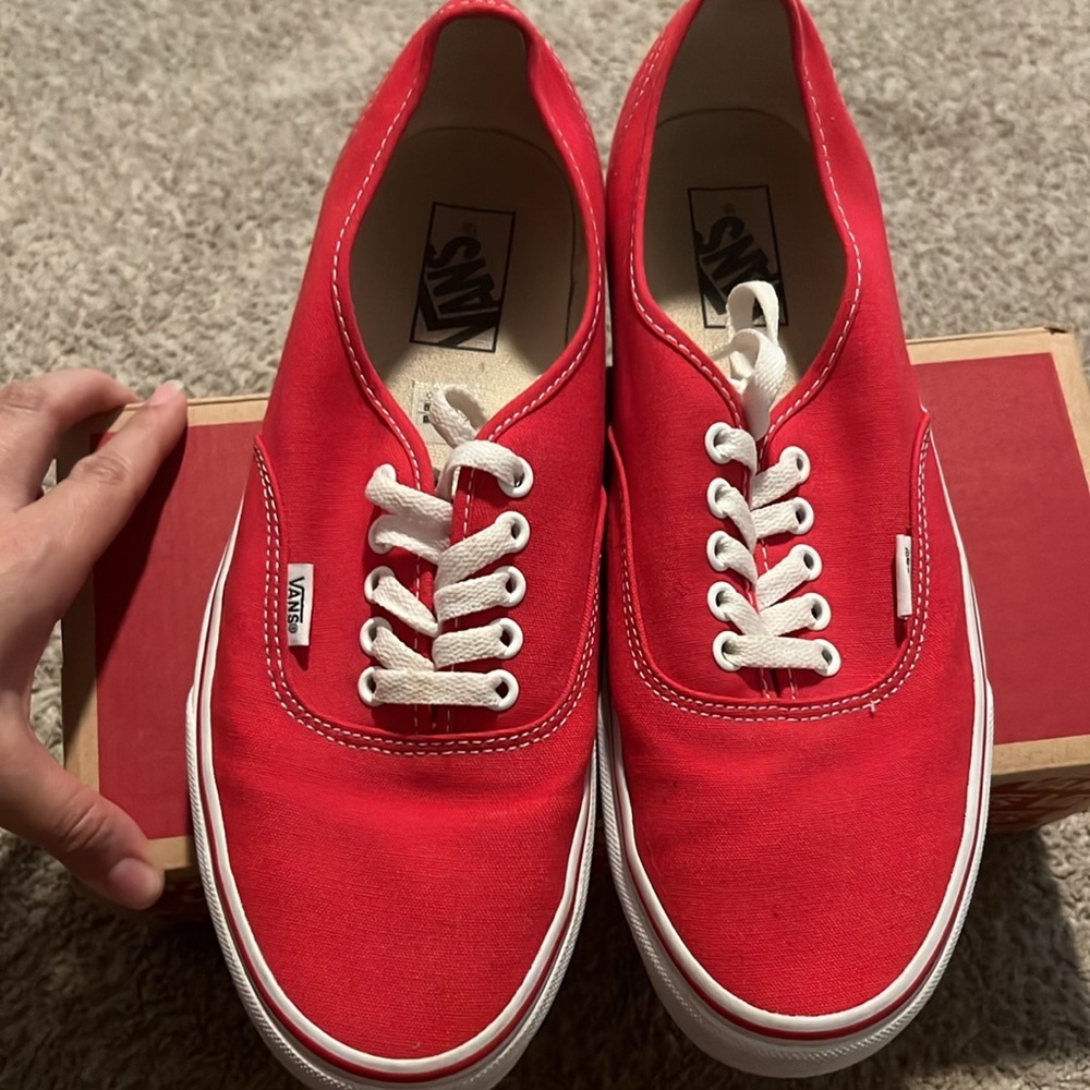 Red and white vans size 10 in men’s
